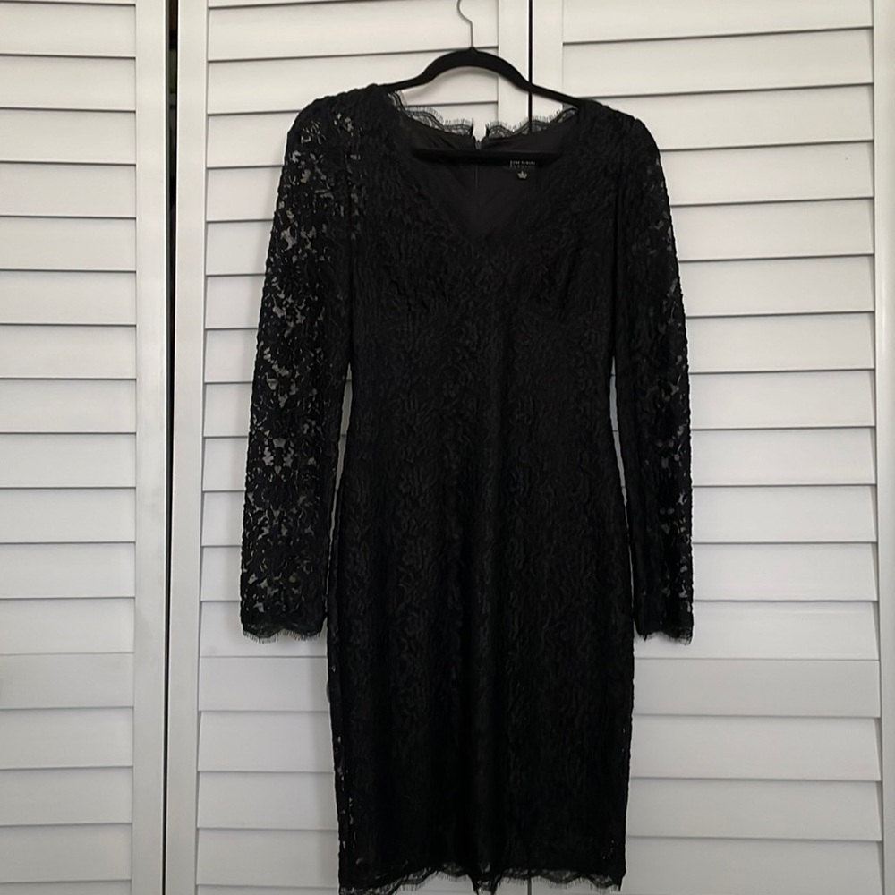 Black lace knee length dress